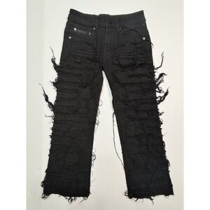 Y2K Rockstar Original‎ Distressed Jeans Kids Size 3 Black Ripped Raw Hem
